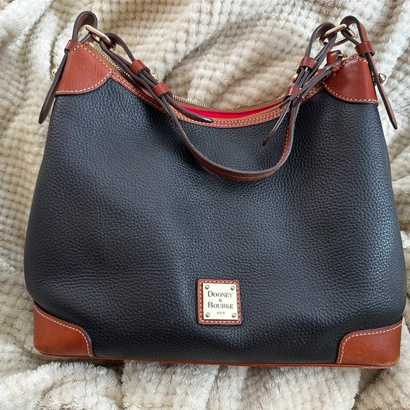 Dooney & Bourke - Black Canvas Shoulder Bag w/Leather Trims  Dooney & Bourke Shoulder Bag